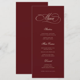 Ivory & Burgundy Old Money Aesthetic Retro Wedding Menükarte