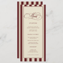 Ivory & Burgundy Stripes Border Retro Wedding