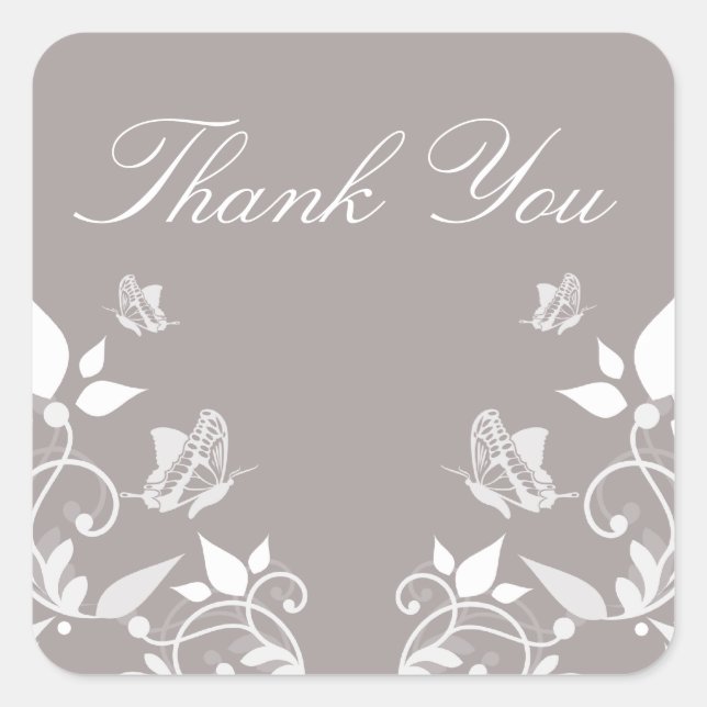 Ivory Butterfly Floral Danke Stickers (Vorderseite)