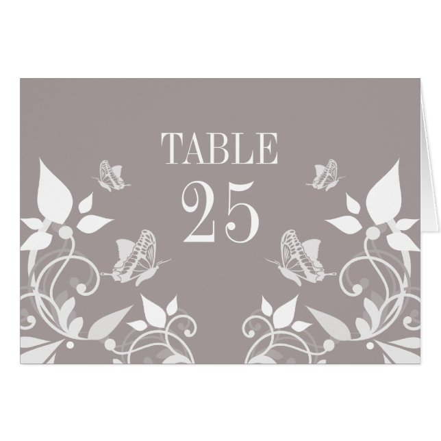 Ivory Butterfly Tischnummer Card (Vorderseite (Horizontal))