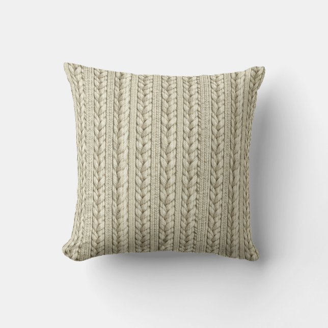 Ivory Cable Knit Texture Kissen (Vorderseite)