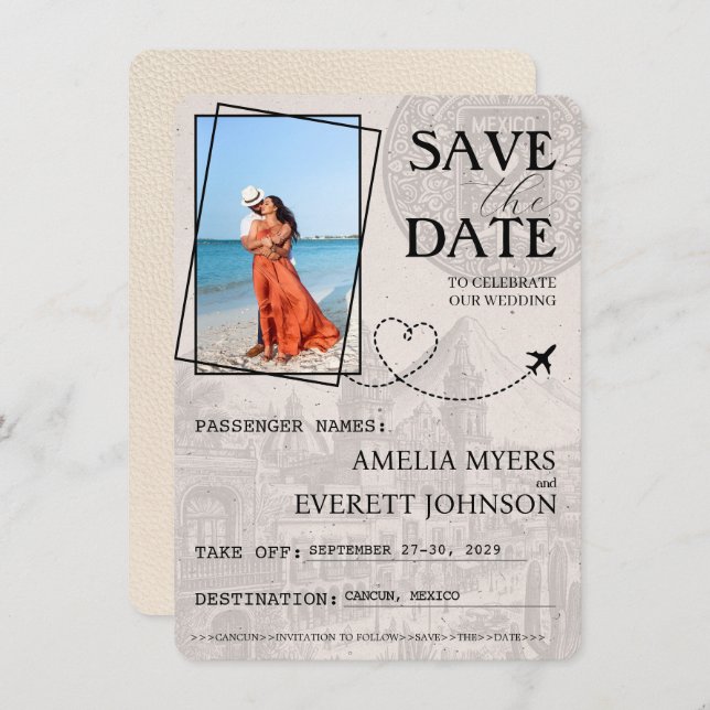 Ivory Cancun Pass Save the Date (Vorne/Hinten)