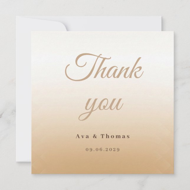 Ivory Champagne Gradient Wedding Danke Card (Vorderseite)