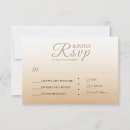 Ivory Champagne Gradient Wedding RSVP Card Karte
