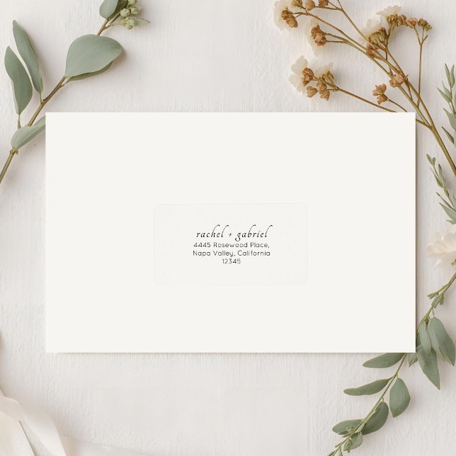 Ivory | Chic Simple Clean Wedding Address  Adressaufkleber (Von Creator hochgeladen)