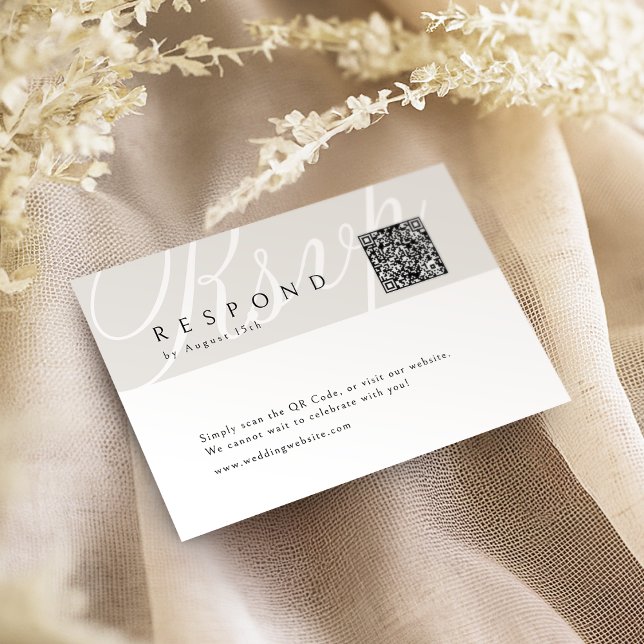 Ivory Classic Elegant Calligraphy Wedding QR Code RSVP Karte (Ivory Classic Elegant Calligraphy Wedding QR code RSVP Card)