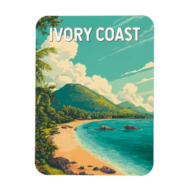 Ivory Coast Illustration Travel Art Vintage Magnet (Vertikal)