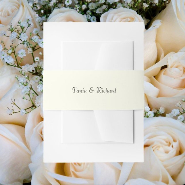 Ivory Color Simple Stylized Name Wedding Einladungsbanderole (In Situ)