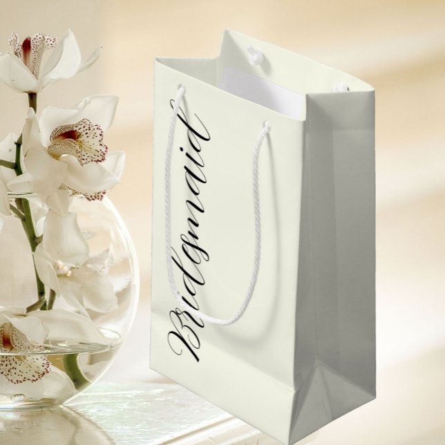 Ivory Color Stylized Script Wedding Bridesmaid Kleine Geschenktüte (In Situ)