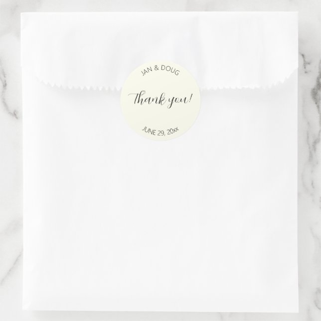Ivory Color Stylized Wedding Thank You Runder Aufkleber (Tasche)