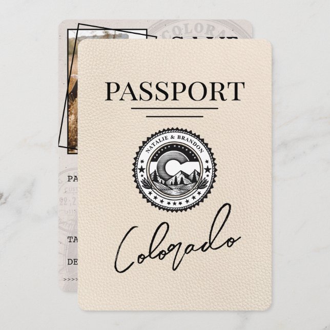 Ivory Colorado Passport Save the Date (Vorne/Hinten)