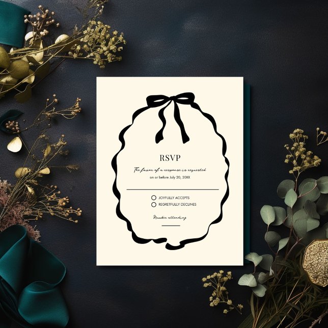 Ivory Coquette Bow Wedding RSVP Karte (Ivory Coquette Bow Wedding RSVP )