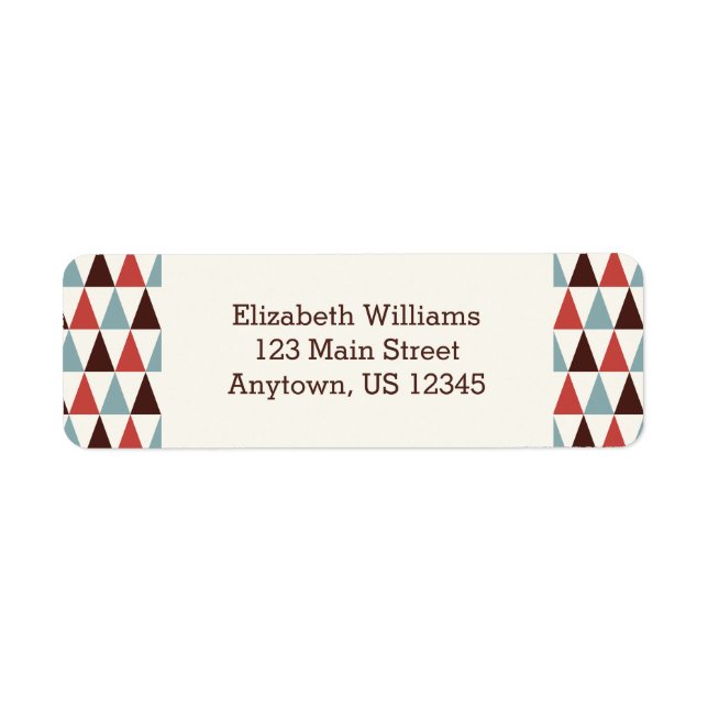 Ivory Coral Blue Triangle Pattern Rücksendeadresse (Vorne)