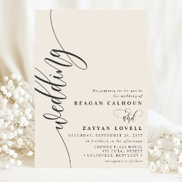 Ivory Cream Elegant Calligraphy Script Wedding Einladung
