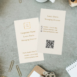 Ivory cream gold modern minimialst corporate logo visitenkarte