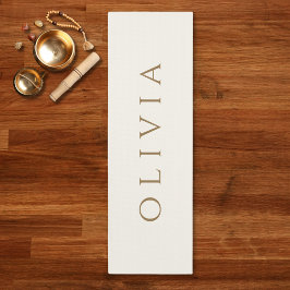 Ivory Cream Gold Name minimalistisch modern Yogamatte