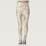 Ivory Cream Magic Vintag Celestial Sun Moon Stars Leggings<br><div class="desc">Leggings</div>