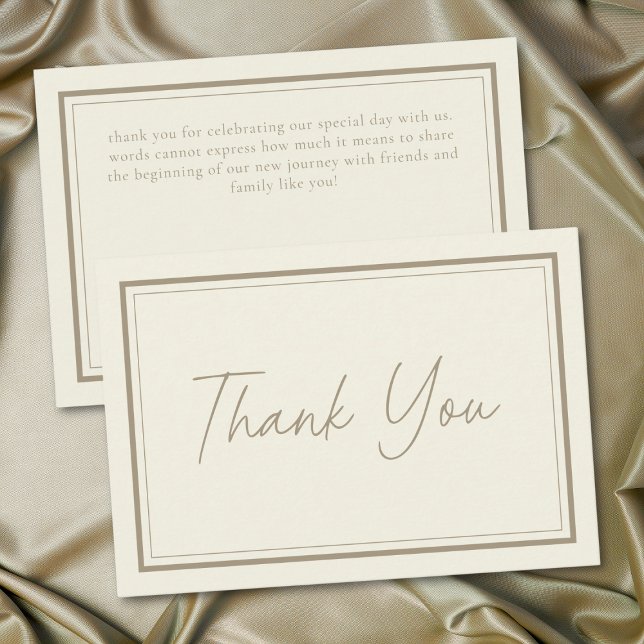 Ivory Cream Minimalist Frame Wedding Dankeskarte (Ivory Cream Minimalist Frame Wedding Thank You Card)