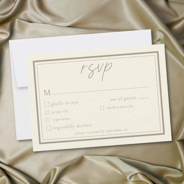 Ivory Cream Minimalist Frame Wedding RSVP Karte (Ivory Cream Minimalist Frame Wedding RSVP Card)