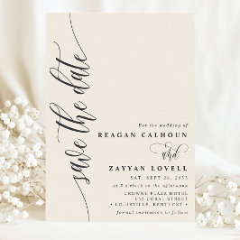 Ivory Cream Simple Modern Script Save the Date
