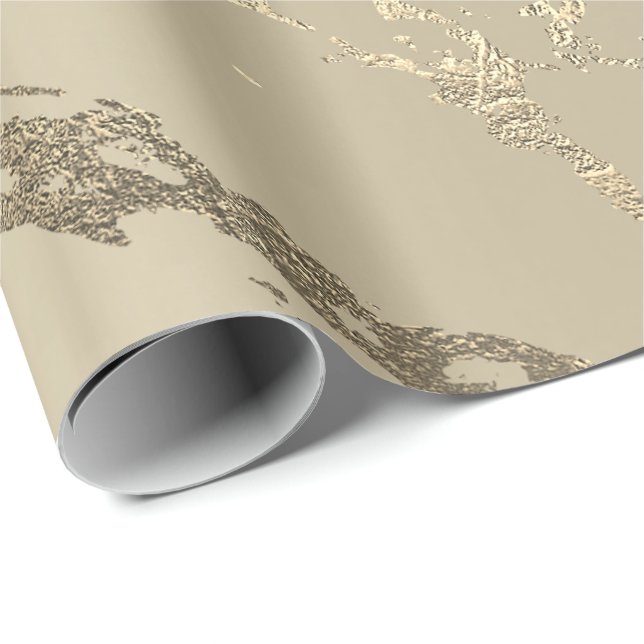 Ivory Creamy Gold Marble Shiny Glam Abstrakt VIP Geschenkpapier (Rolleneckpunkt)