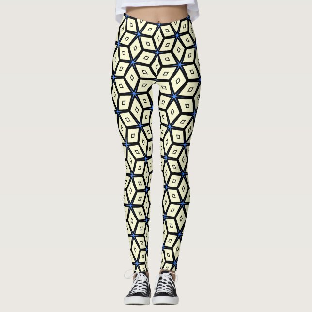Ivory cubes on a blue background leggings (Vorderseite)