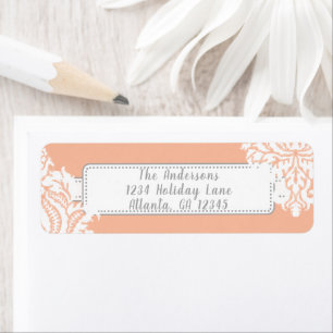 Ivory Damask auf Korallen mit Rot