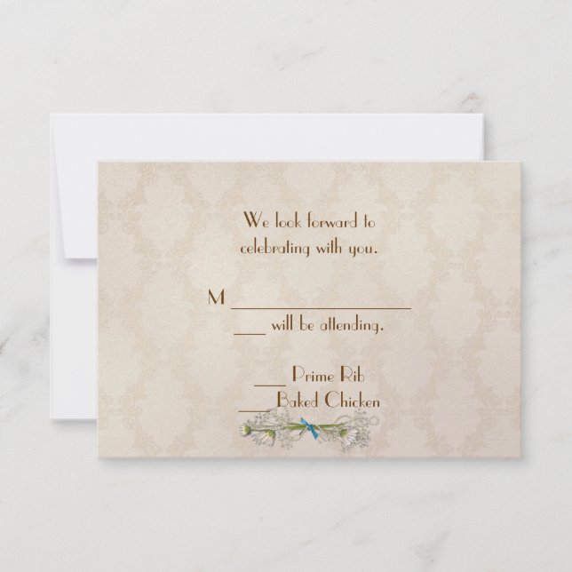 Ivory Damask und Daisies UAWG Einladung (Vorderseite)