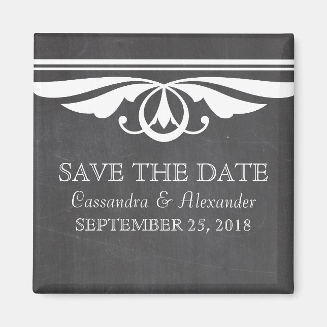 Ivory Deko Chalkboard Save the Date Magnet (Vorne)
