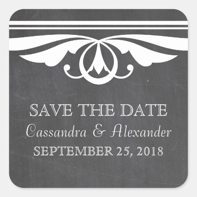 Ivory Deko Chalkboard Save the Date Stickers (Vorderseite)