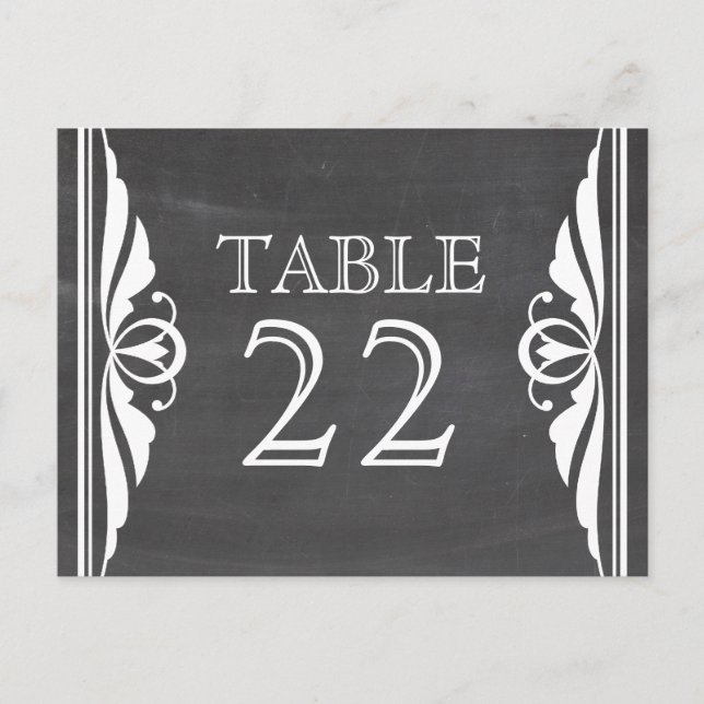 Ivory Deko Chalkboard Tischnummer Postkarte (Vorderseite)