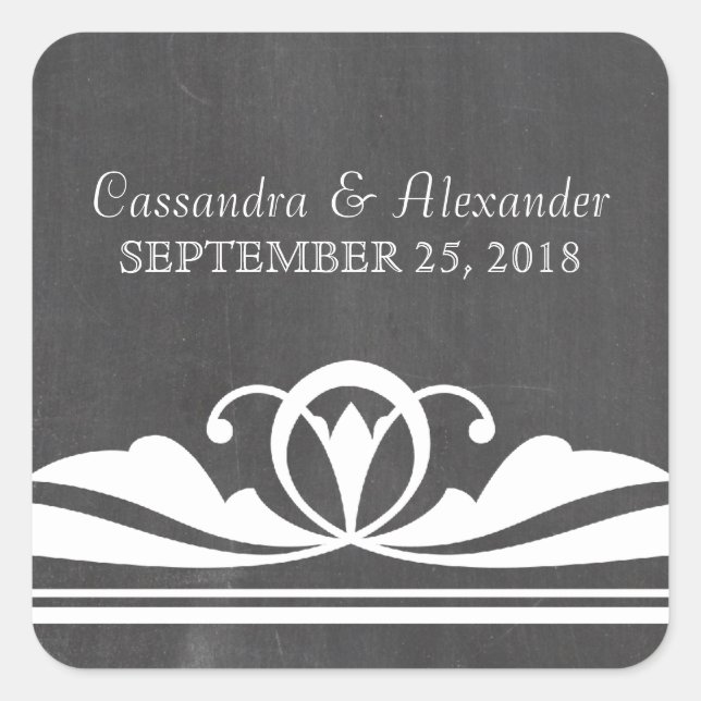 Ivory Deko Chalkboard Wedding Stickers (Vorderseite)