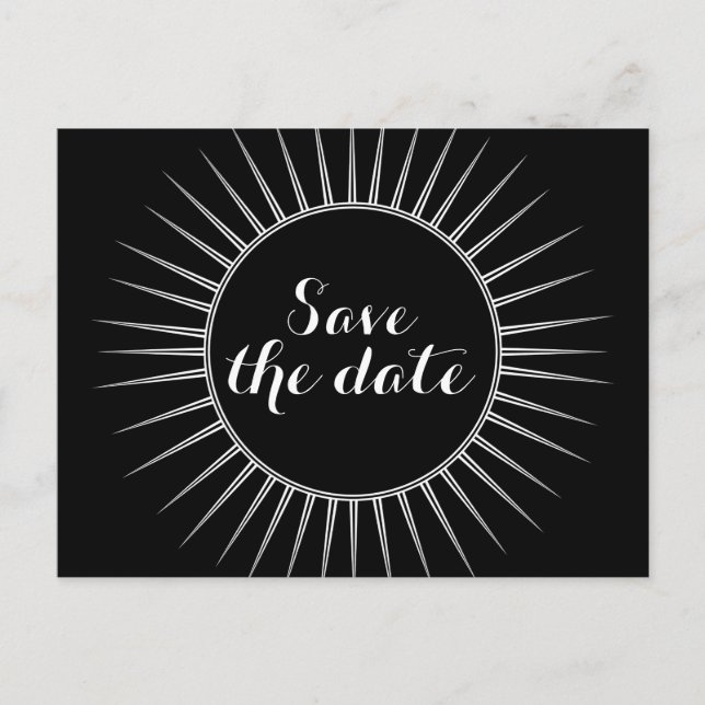 Ivory Deko Retro Save the Date Postkarte (Vorderseite)