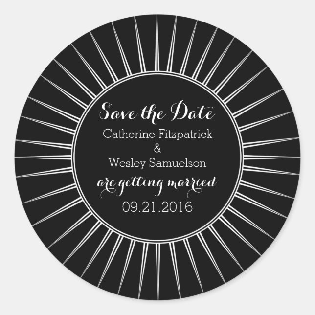 Ivory Deko Retro Save the Date Stickers (Vorderseite)