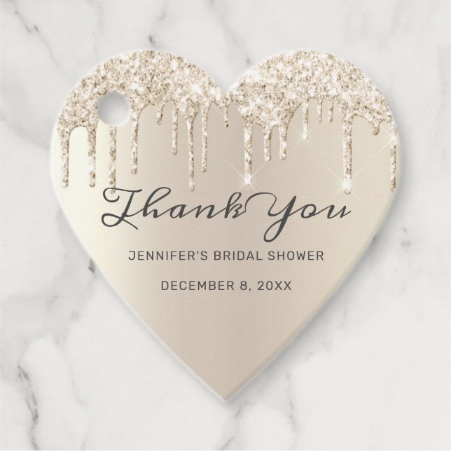 Ivory Dripping Glitzer Brautparty Vielen Dank Geschenkanhänger (Vorderseite)