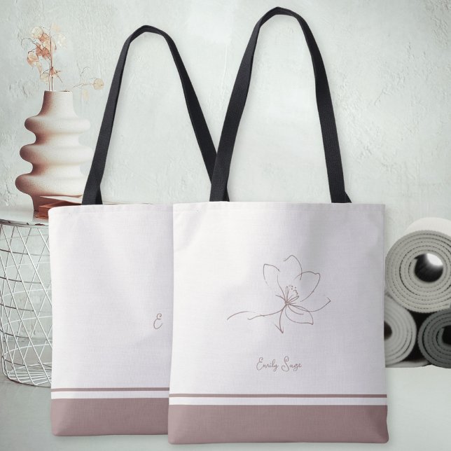 Ivory Dusty Rose Floral Line Art Minimalist Zen (Minimalist Floral Line Art Zen Ivory Dusty Rose Tote Bag ©Susanne Sachers - Sunny Wanderlust 🌞✈️)