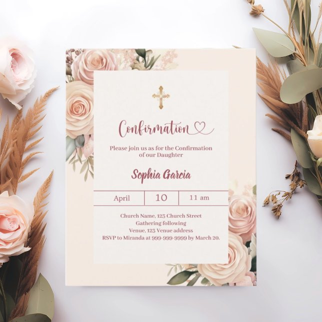 Ivory dusty rose florals Confirmation information (Von Creator hochgeladen)