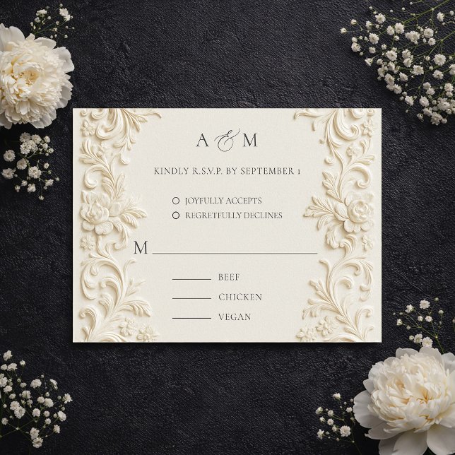 Ivory Elegant Baroque Wedding Response Card RSVP Karte (Ivory Elegant Baroque Wedding Response Card)