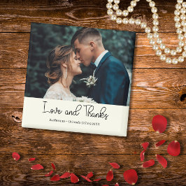 Ivory Elegant Wedding Love and Thanks Photo Magnet