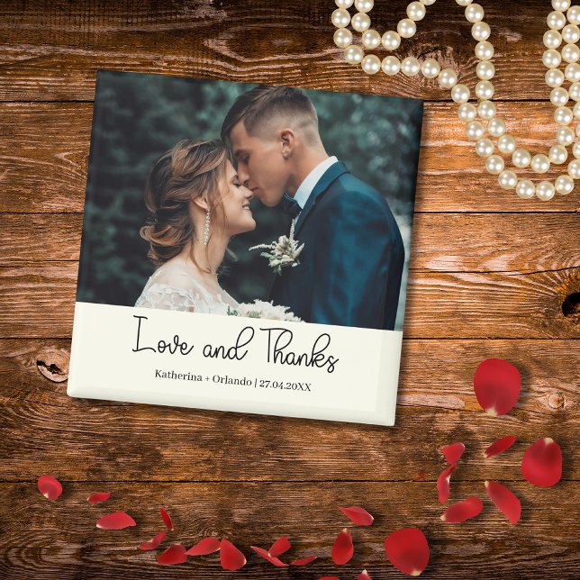Ivory Elegant Wedding Love and Thanks Photo Magnet (Von Creator hochgeladen)