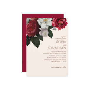 Ivory Fall Maroon Floral Wedding Einladung