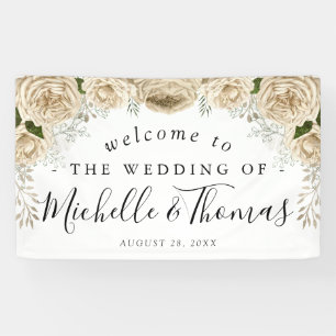 Ivory Floral Bouquet Elegante Begrüßung Banner