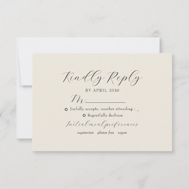Ivory Floral Monogram Wedding RSVP Karte (Vorderseite)