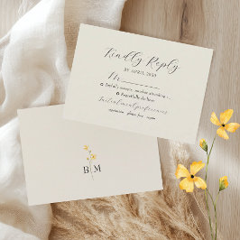 Ivory Floral Monogram Wedding RSVP Karte
