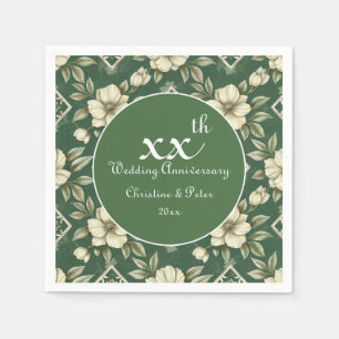 Ivory Floral und Emerald Wedding Jahrestag Serviette