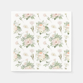 Ivory Floral Watercolor Serviette