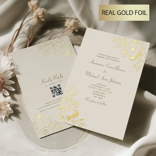Ivory Floral Wedding Gold Folieneinladung