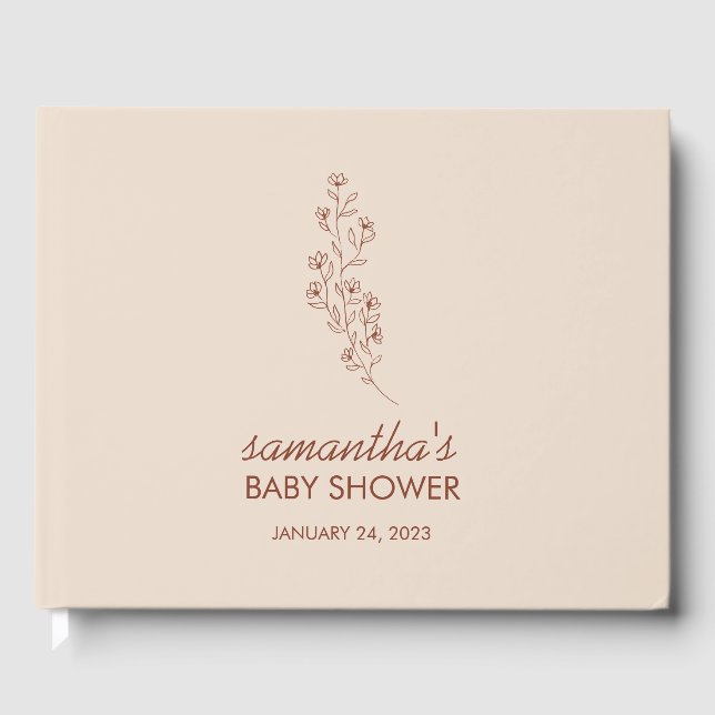 Ivory Flower Fall Save Date for Baby Gästebuch (Vorderseite)