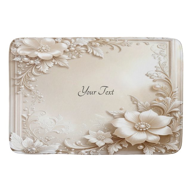 Ivory Flowers Bath Mat Badematte (Vorderseite)