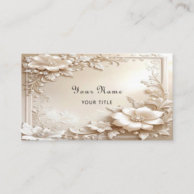 Ivory Flowers Business Card Visitenkarte (Vorderseite)